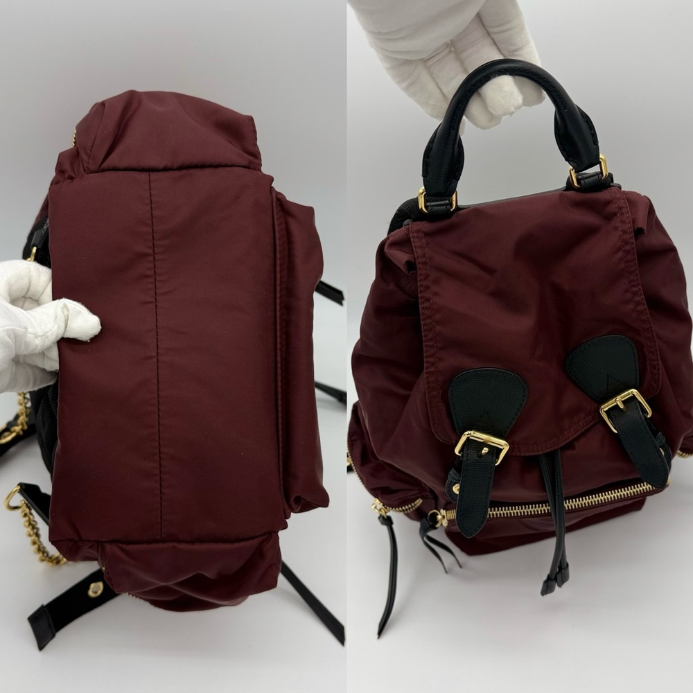 Authentic Burberry Burgundy nylon backpack - Picture 9 of 16